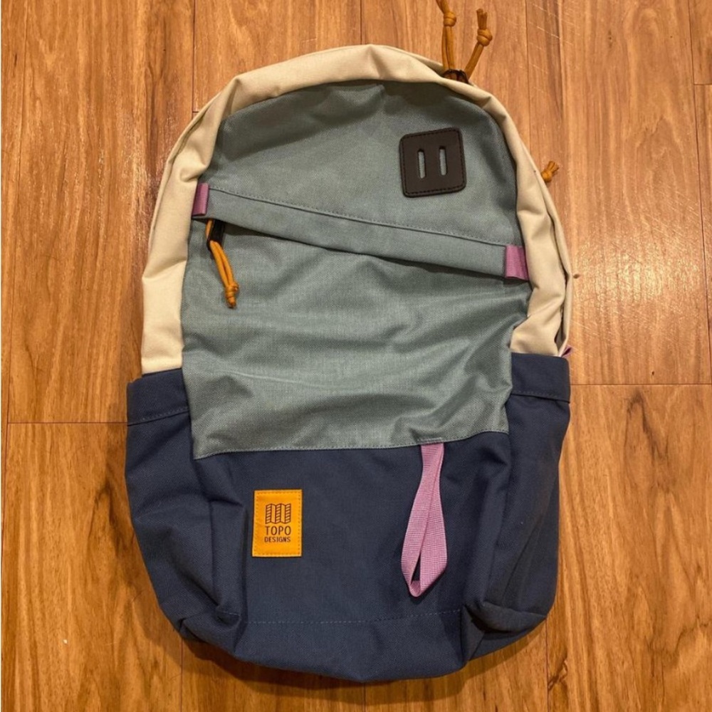 Topo Designs Blue and Cream Backpack